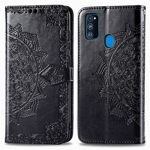 Funda de Cuero Cartera con Soporte Patron de Moda Carcasa para Samsung Galaxy M21 Negro