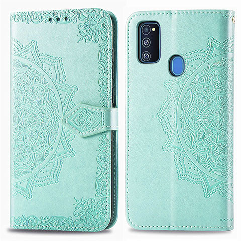 Funda de Cuero Cartera con Soporte Patron de Moda Carcasa para Samsung Galaxy M30s Verde