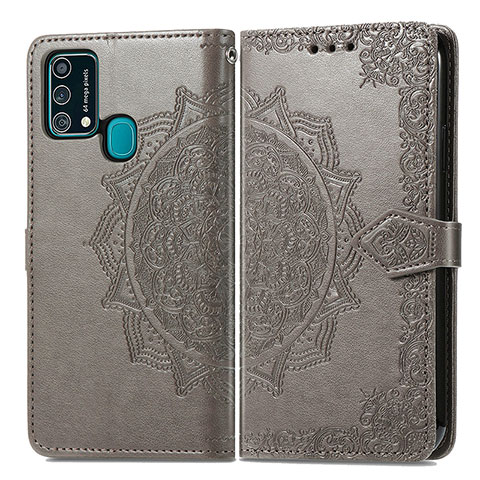 Funda de Cuero Cartera con Soporte Patron de Moda Carcasa para Samsung Galaxy M31 Prime Edition Gris