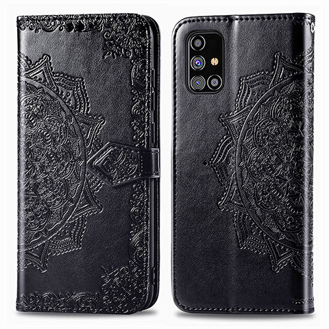 Funda de Cuero Cartera con Soporte Patron de Moda Carcasa para Samsung Galaxy M31s Negro