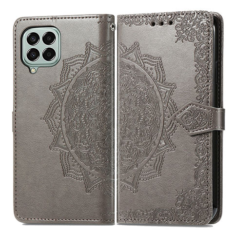 Funda de Cuero Cartera con Soporte Patron de Moda Carcasa para Samsung Galaxy M33 5G Gris