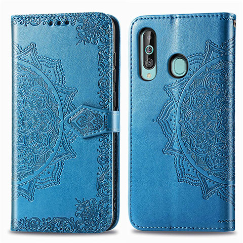 Funda de Cuero Cartera con Soporte Patron de Moda Carcasa para Samsung Galaxy M40 Azul