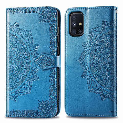 Funda de Cuero Cartera con Soporte Patron de Moda Carcasa para Samsung Galaxy M51 Azul