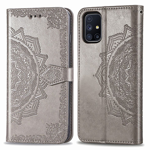 Funda de Cuero Cartera con Soporte Patron de Moda Carcasa para Samsung Galaxy M51 Gris