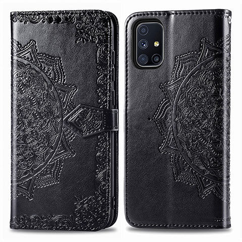 Funda de Cuero Cartera con Soporte Patron de Moda Carcasa para Samsung Galaxy M51 Negro