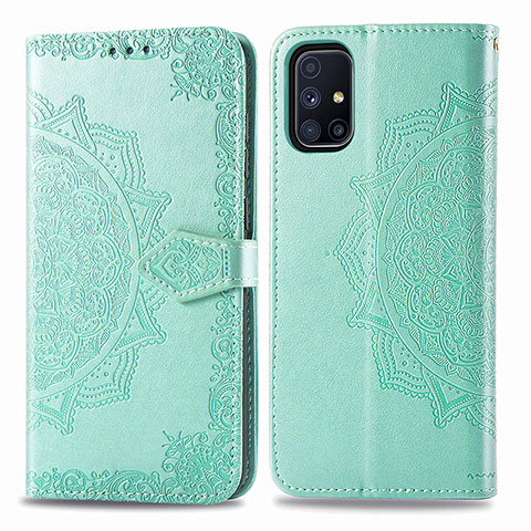 Funda de Cuero Cartera con Soporte Patron de Moda Carcasa para Samsung Galaxy M51 Verde