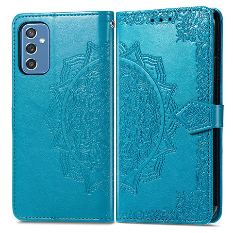 Funda de Cuero Cartera con Soporte Patron de Moda Carcasa para Samsung Galaxy M52 5G Azul