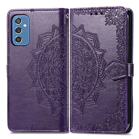 Funda de Cuero Cartera con Soporte Patron de Moda Carcasa para Samsung Galaxy M52 5G Morado