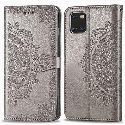 Funda de Cuero Cartera con Soporte Patron de Moda Carcasa para Samsung Galaxy Note 10 Lite Gris