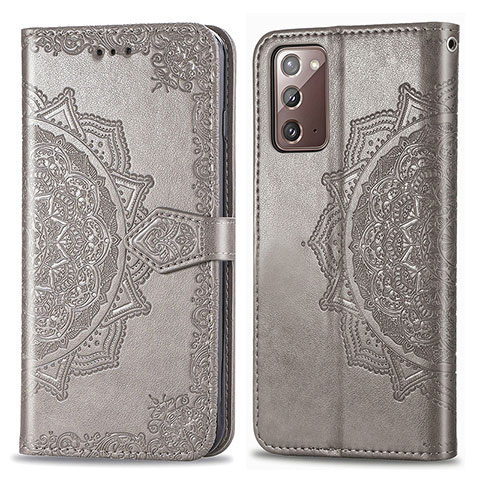 Funda de Cuero Cartera con Soporte Patron de Moda Carcasa para Samsung Galaxy Note 20 5G Gris