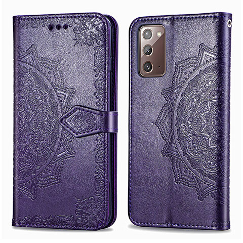 Funda de Cuero Cartera con Soporte Patron de Moda Carcasa para Samsung Galaxy Note 20 5G Morado