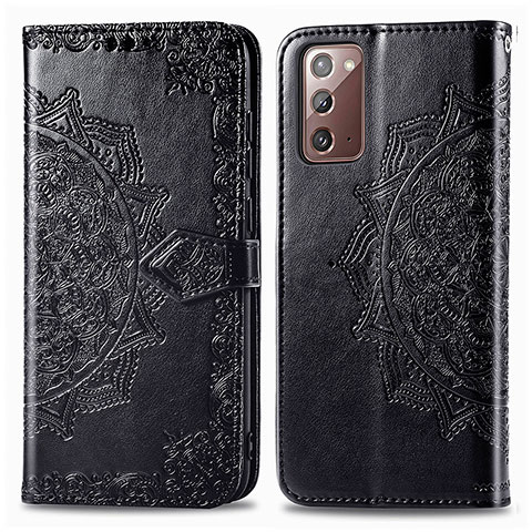 Funda de Cuero Cartera con Soporte Patron de Moda Carcasa para Samsung Galaxy Note 20 5G Negro