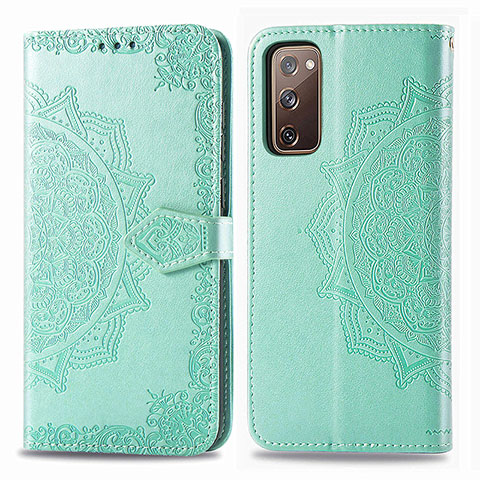 Funda de Cuero Cartera con Soporte Patron de Moda Carcasa para Samsung Galaxy S20 FE 4G Verde