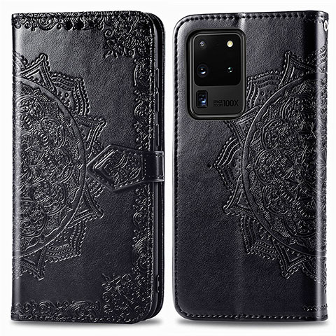 Funda de Cuero Cartera con Soporte Patron de Moda Carcasa para Samsung Galaxy S20 Ultra 5G Negro