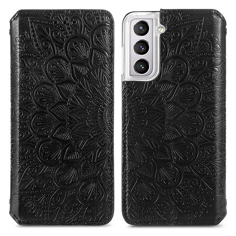 Funda de Cuero Cartera con Soporte Patron de Moda Carcasa para Samsung Galaxy S21 5G Negro