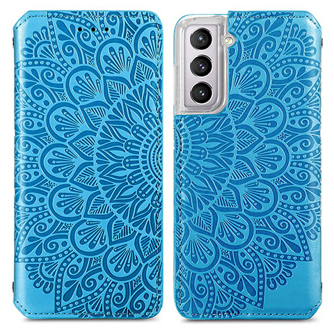 Funda de Cuero Cartera con Soporte Patron de Moda Carcasa para Samsung Galaxy S21 Plus 5G Azul