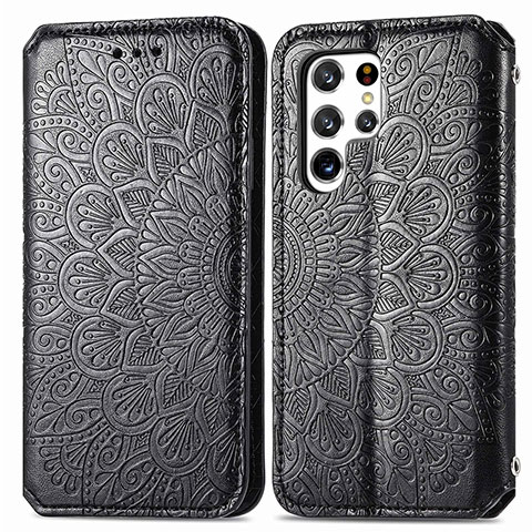 Funda de Cuero Cartera con Soporte Patron de Moda Carcasa para Samsung Galaxy S24 Ultra 5G Negro