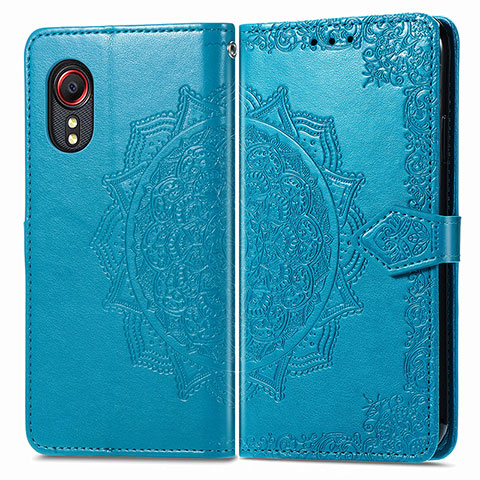 Funda de Cuero Cartera con Soporte Patron de Moda Carcasa para Samsung Galaxy XCover 5 SM-G525F Azul