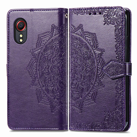 Funda de Cuero Cartera con Soporte Patron de Moda Carcasa para Samsung Galaxy XCover 5 SM-G525F Morado