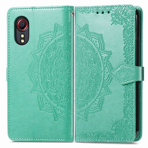 Funda de Cuero Cartera con Soporte Patron de Moda Carcasa para Samsung Galaxy XCover 5 SM-G525F Verde