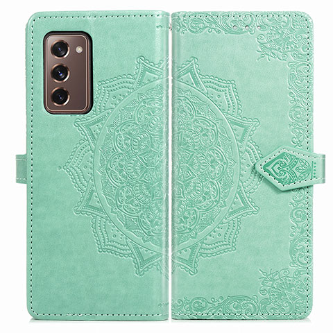 Funda de Cuero Cartera con Soporte Patron de Moda Carcasa para Samsung Galaxy Z Fold2 5G Verde