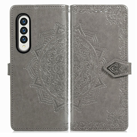 Funda de Cuero Cartera con Soporte Patron de Moda Carcasa para Samsung Galaxy Z Fold4 5G Gris