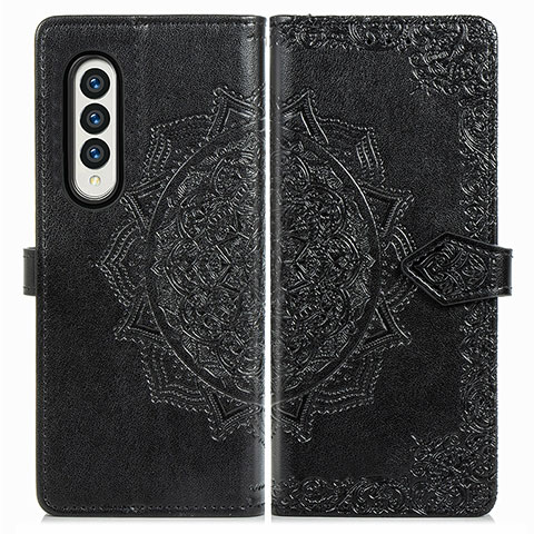 Funda de Cuero Cartera con Soporte Patron de Moda Carcasa para Samsung Galaxy Z Fold4 5G Negro