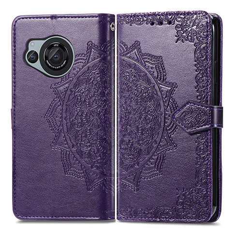 Funda de Cuero Cartera con Soporte Patron de Moda Carcasa para Sharp Aquos R8s Morado