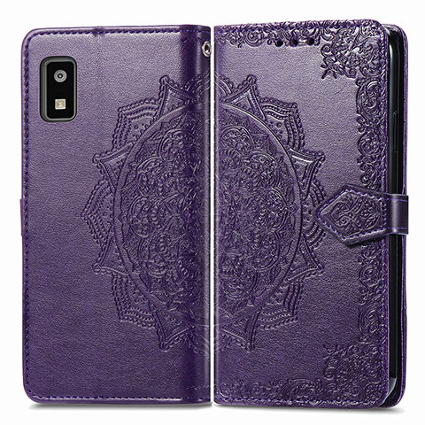 Funda de Cuero Cartera con Soporte Patron de Moda Carcasa para Sharp Aquos wish3 Morado