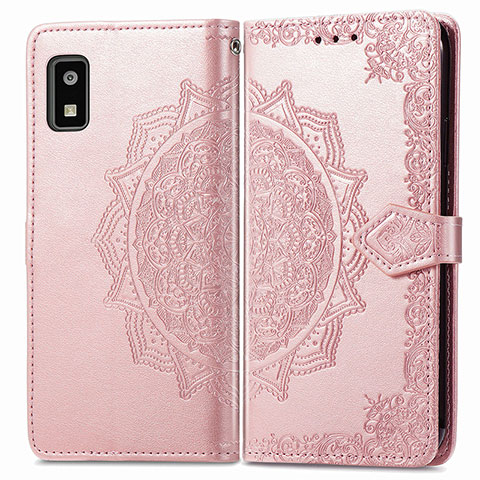 Funda de Cuero Cartera con Soporte Patron de Moda Carcasa para Sharp Aquos wish3 Oro Rosa