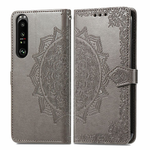 Funda de Cuero Cartera con Soporte Patron de Moda Carcasa para Sony Xperia 1 III Gris