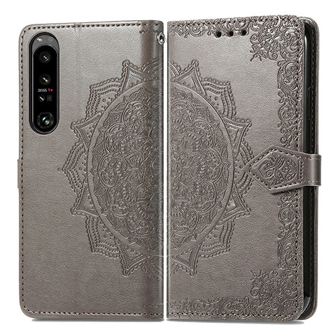 Funda de Cuero Cartera con Soporte Patron de Moda Carcasa para Sony Xperia 1 IV SO-51C Gris