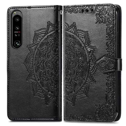 Funda de Cuero Cartera con Soporte Patron de Moda Carcasa para Sony Xperia 1 IV SO-51C Negro