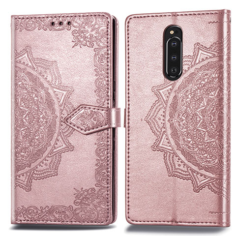 Funda de Cuero Cartera con Soporte Patron de Moda Carcasa para Sony Xperia 1 Oro Rosa