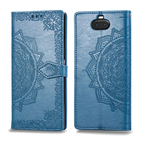 Funda de Cuero Cartera con Soporte Patron de Moda Carcasa para Sony Xperia 10 Azul