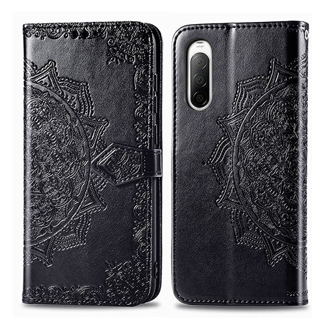 Funda de Cuero Cartera con Soporte Patron de Moda Carcasa para Sony Xperia 10 II Negro