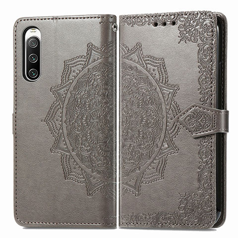 Funda de Cuero Cartera con Soporte Patron de Moda Carcasa para Sony Xperia 10 IV Gris