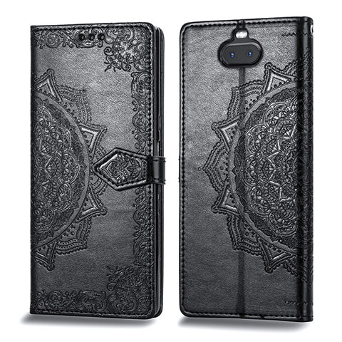 Funda de Cuero Cartera con Soporte Patron de Moda Carcasa para Sony Xperia 10 Negro