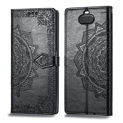 Funda de Cuero Cartera con Soporte Patron de Moda Carcasa para Sony Xperia 10 Plus Negro