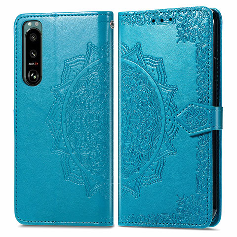 Funda de Cuero Cartera con Soporte Patron de Moda Carcasa para Sony Xperia 5 III SO-53B Azul