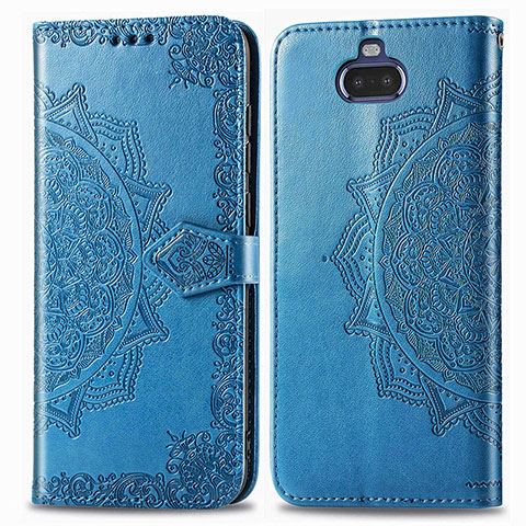 Funda de Cuero Cartera con Soporte Patron de Moda Carcasa para Sony Xperia 8 Azul