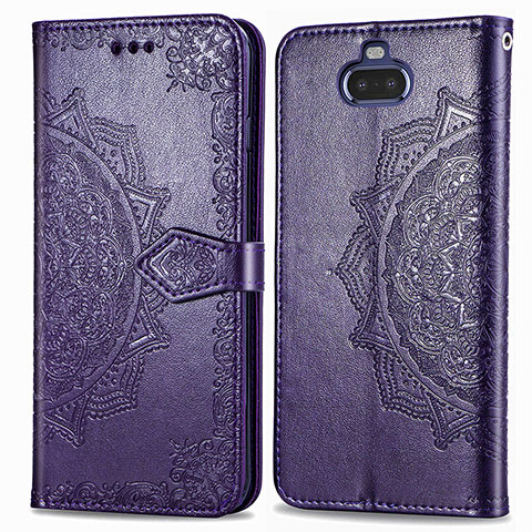 Funda de Cuero Cartera con Soporte Patron de Moda Carcasa para Sony Xperia 8 Lite Morado