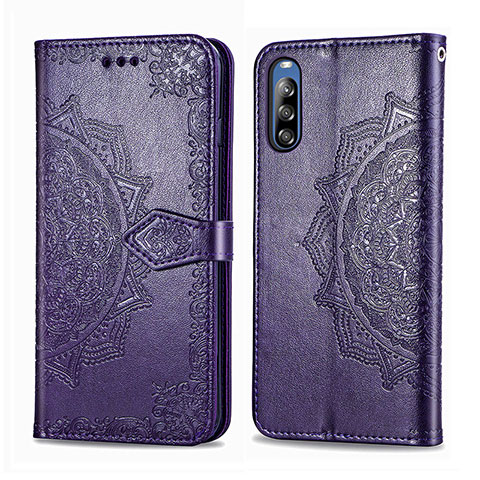 Funda de Cuero Cartera con Soporte Patron de Moda Carcasa para Sony Xperia L4 Morado