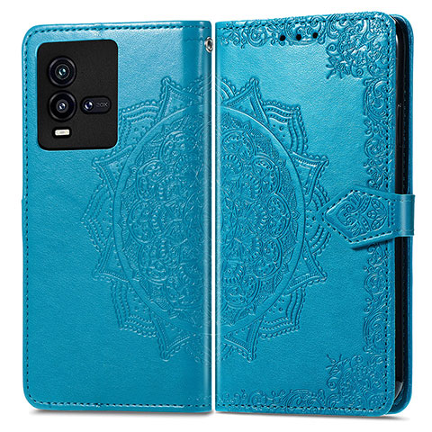 Funda de Cuero Cartera con Soporte Patron de Moda Carcasa para Vivo iQOO 10 5G Azul