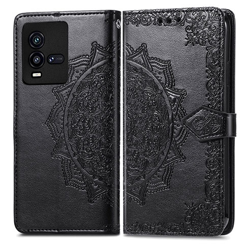 Funda de Cuero Cartera con Soporte Patron de Moda Carcasa para Vivo iQOO 9T 5G Negro