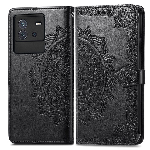 Funda de Cuero Cartera con Soporte Patron de Moda Carcasa para Vivo iQOO Neo6 5G Negro