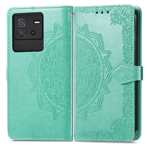 Funda de Cuero Cartera con Soporte Patron de Moda Carcasa para Vivo iQOO Neo6 5G Verde