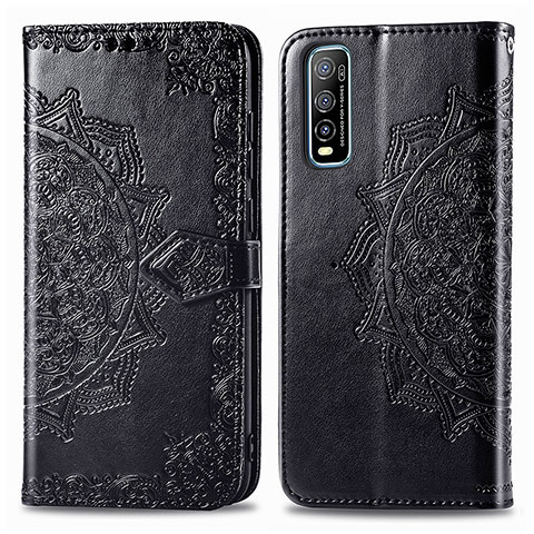 Funda de Cuero Cartera con Soporte Patron de Moda Carcasa para Vivo iQOO U1 Negro