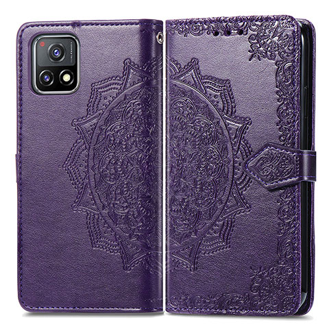 Funda de Cuero Cartera con Soporte Patron de Moda Carcasa para Vivo iQOO U3 5G Morado