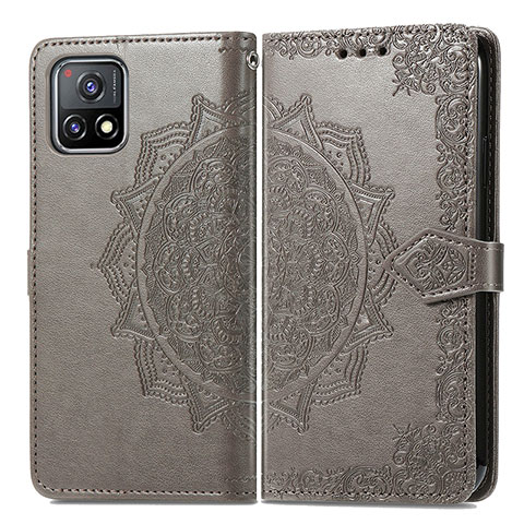 Funda de Cuero Cartera con Soporte Patron de Moda Carcasa para Vivo iQOO U3x 5G Gris